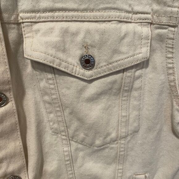 Mango 100% cotton cream oversized denim jacket, size S - Picture 10 of 13